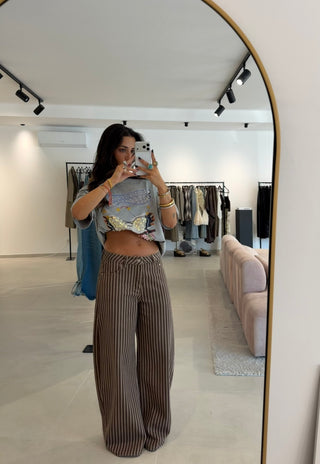 Brown Striped Jeans