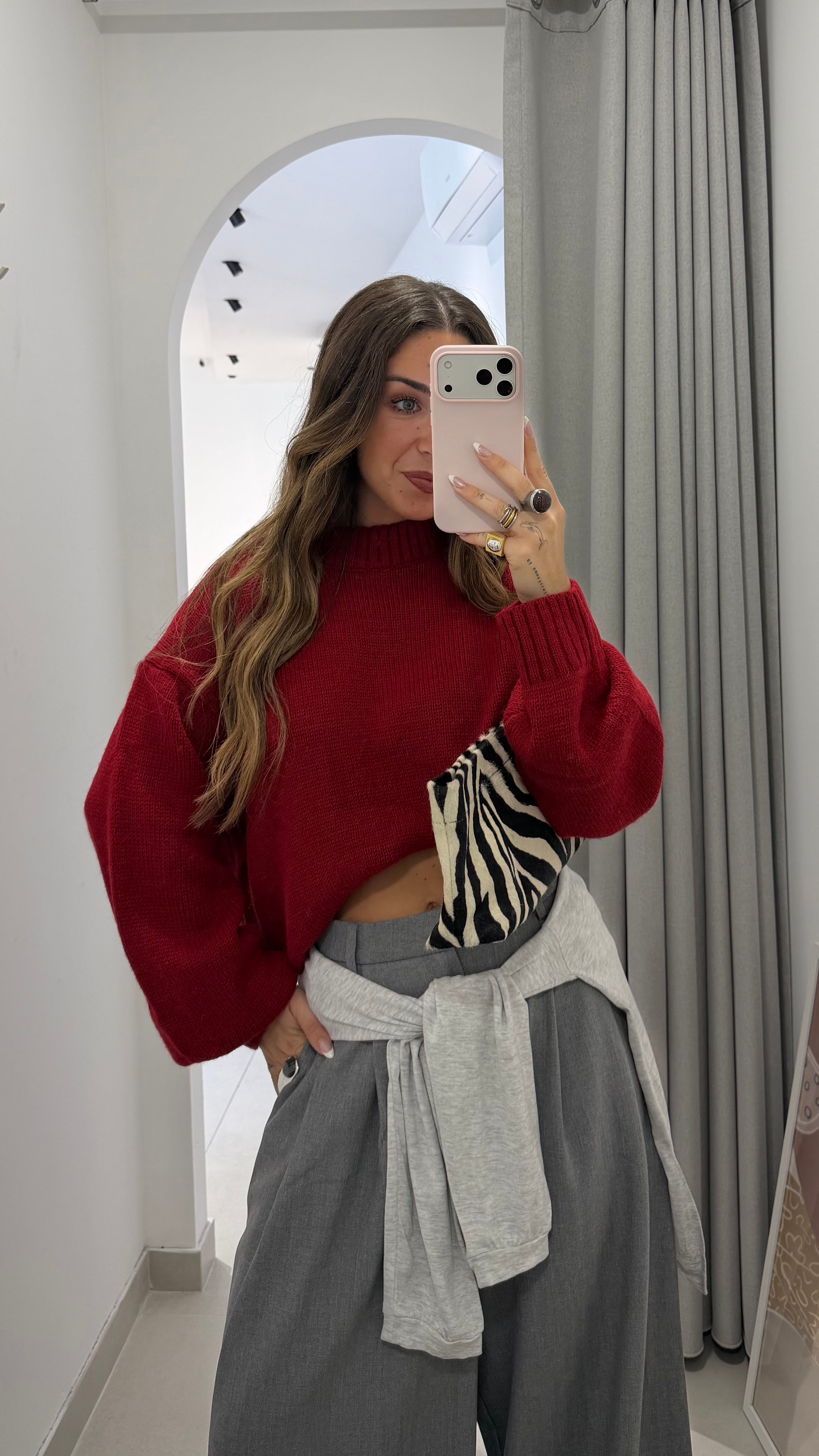 Red Knit Sweater LUMINA