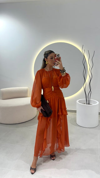 Terracotta Ruffled Dress