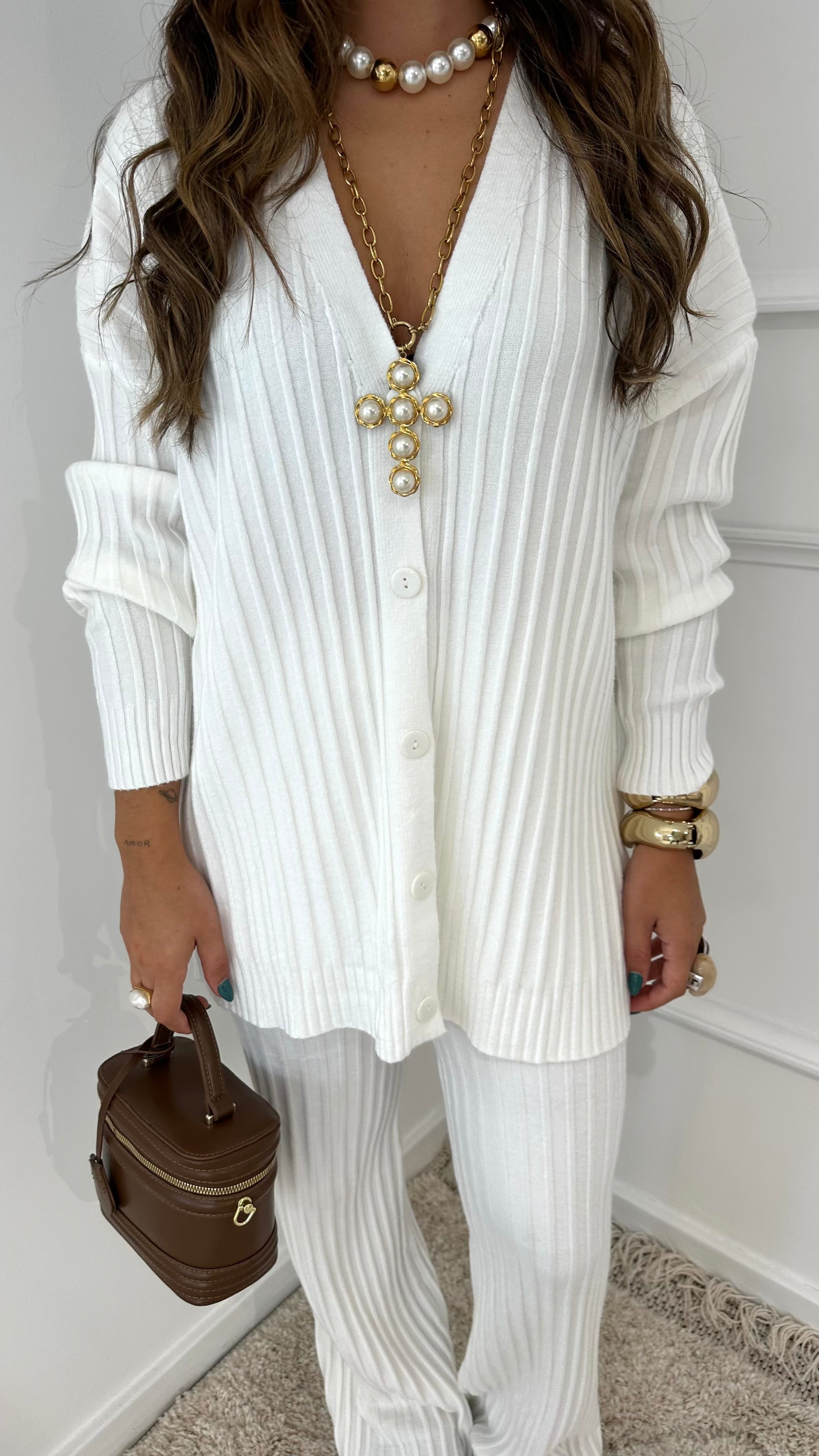 Conjunto Malha Cardigan Branco