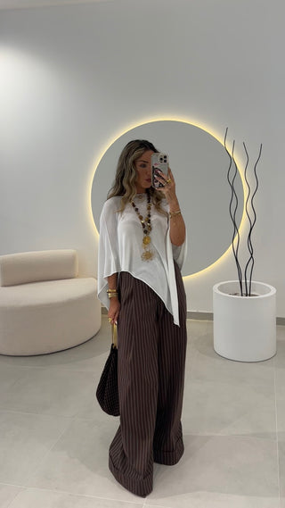 Calça Lumina Risca Castanha