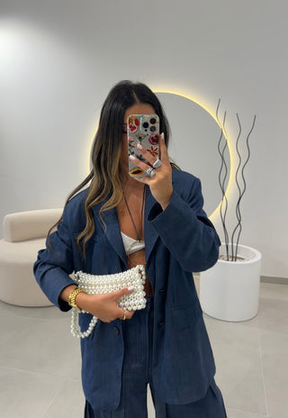 Blazer Azul Lapela Lumina