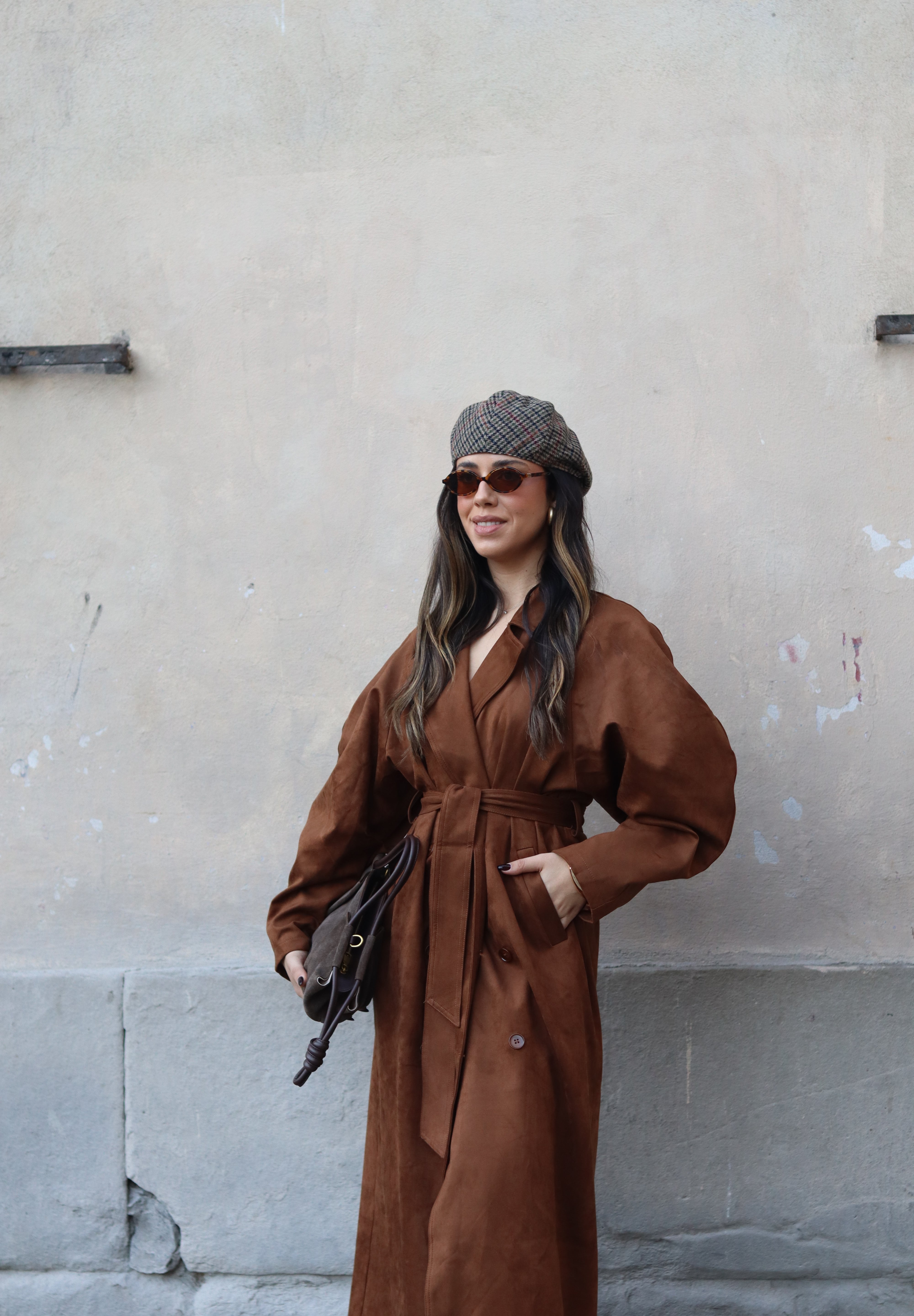 Suede Trench Balloon Sleeve