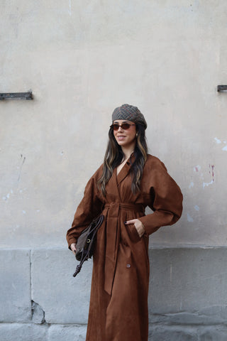 Suede Trench Balloon Sleeve