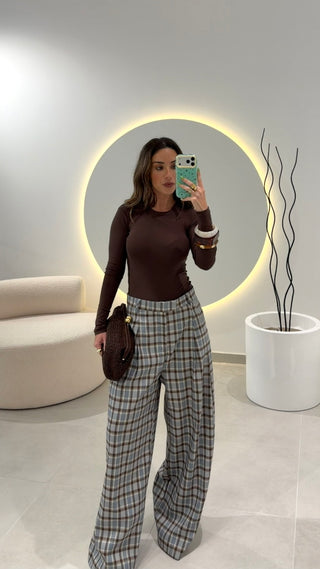 Blue and Brown Checkered Pants