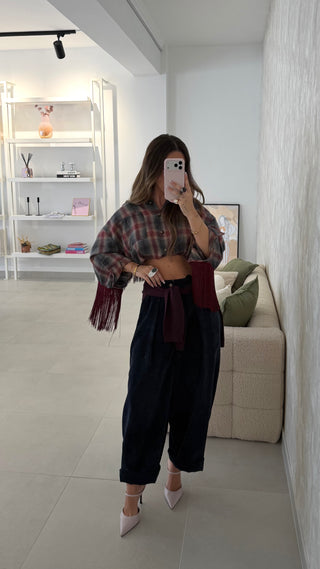 Navy Corduroy Balloon Pants