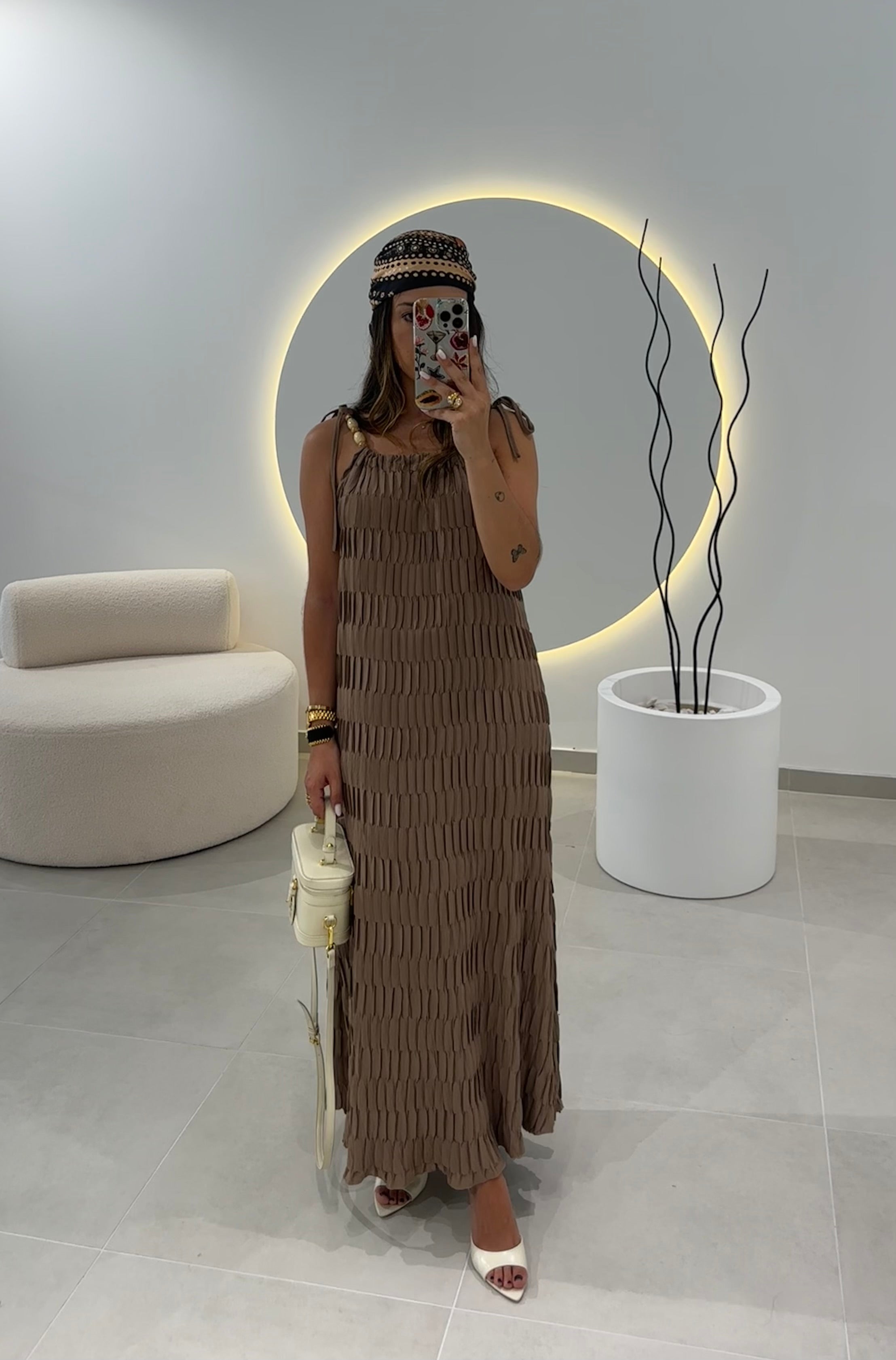 Vestido Plissado Toupe