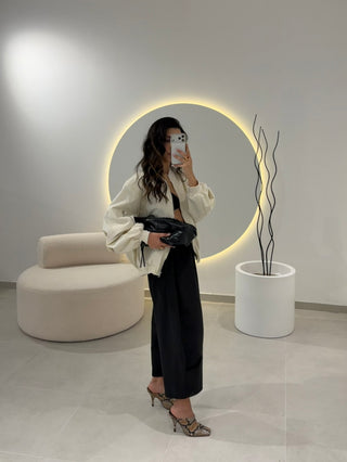 Crop Balloon Black Pants