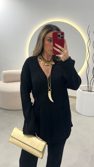 Black Cardigan and Trousers Set