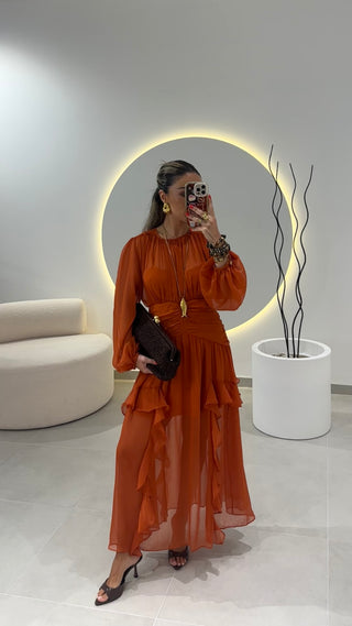 Terracotta Ruffled Dress