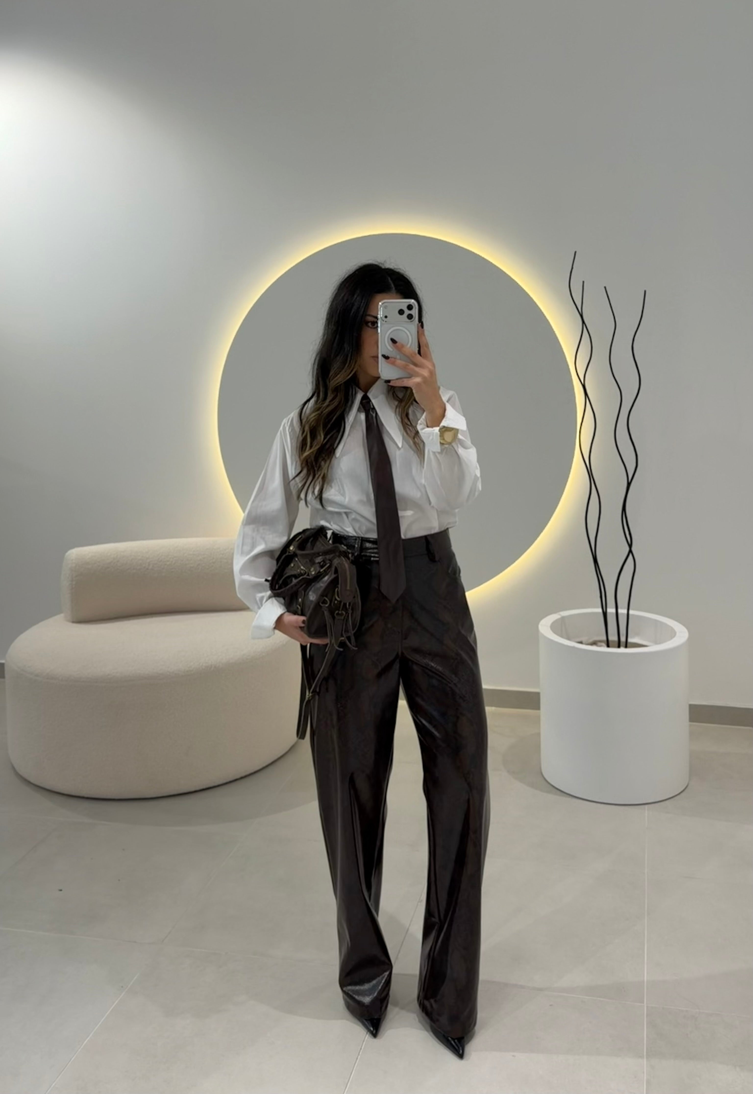 Snake-print Trousers in faux leather LUMINA