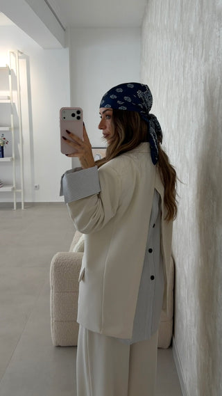 Cream Blazer with Shirt Back Detail