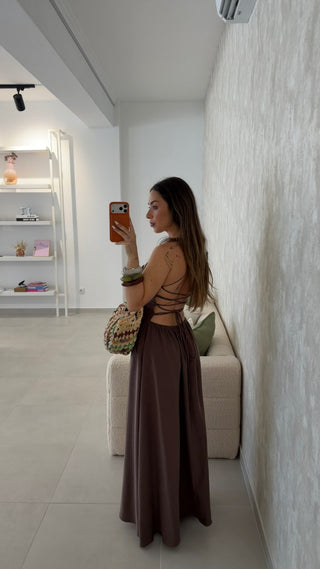 Linen Lumina Dress Brown