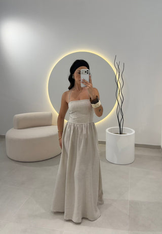 Linen Lumina Dress Stone