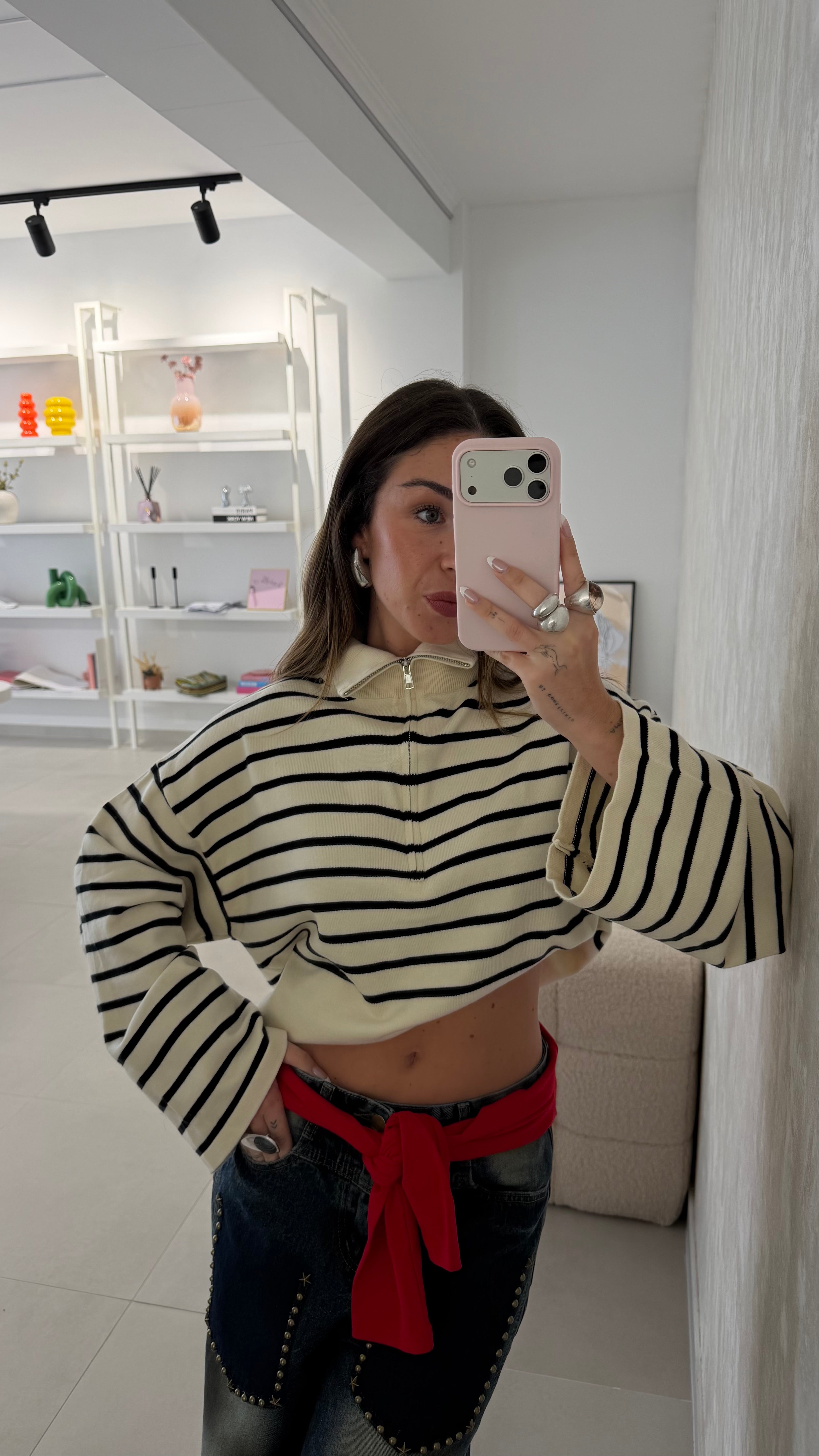 Striped Zip Sweater