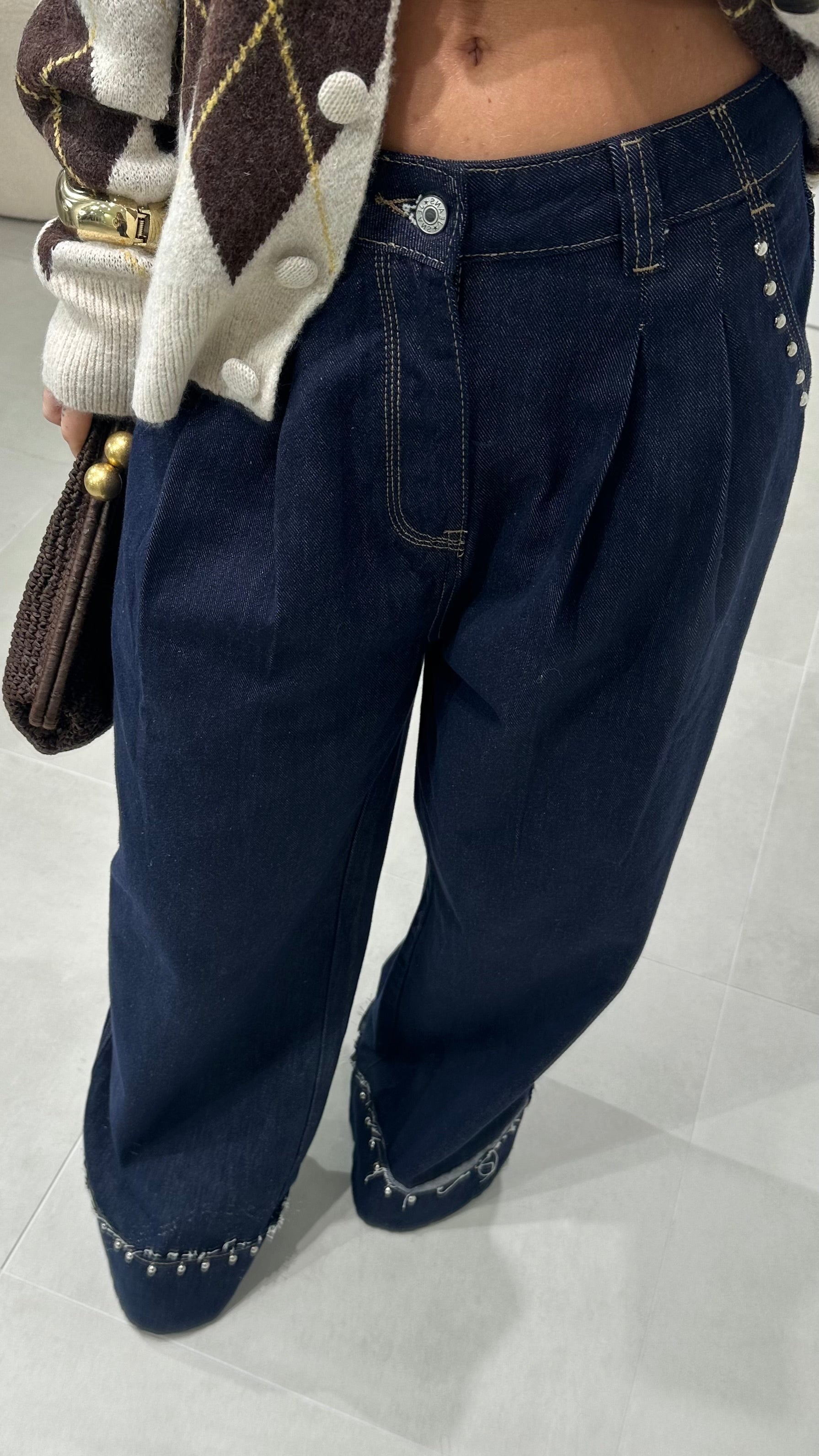 Dark Denim Jeans with Studs