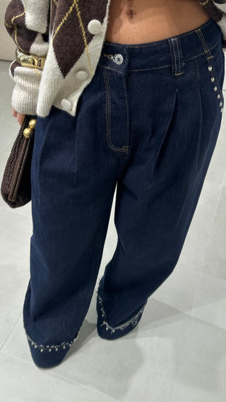 Dark Denim Jeans with Studs