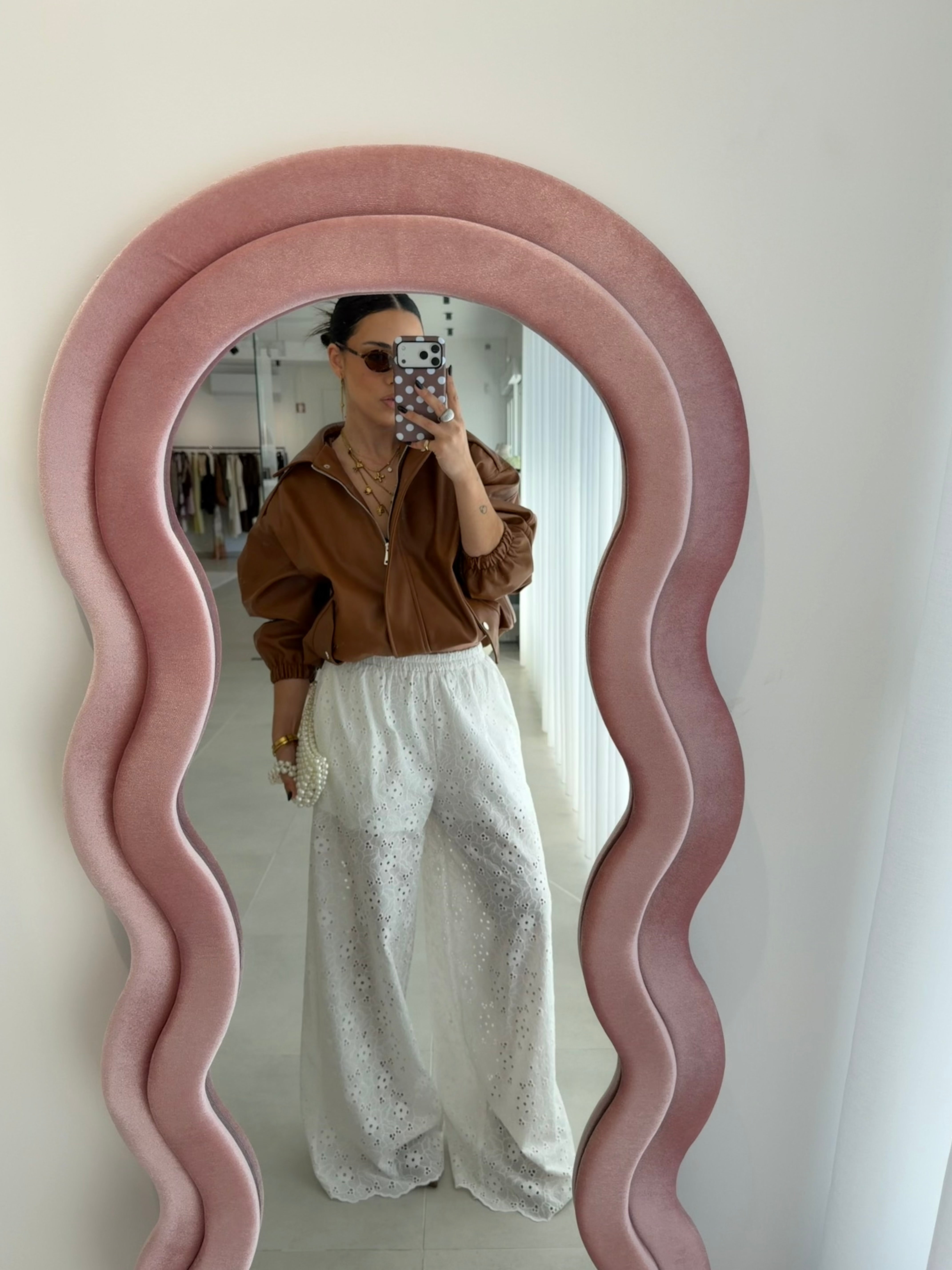 White Embroidered Trousers Lumina