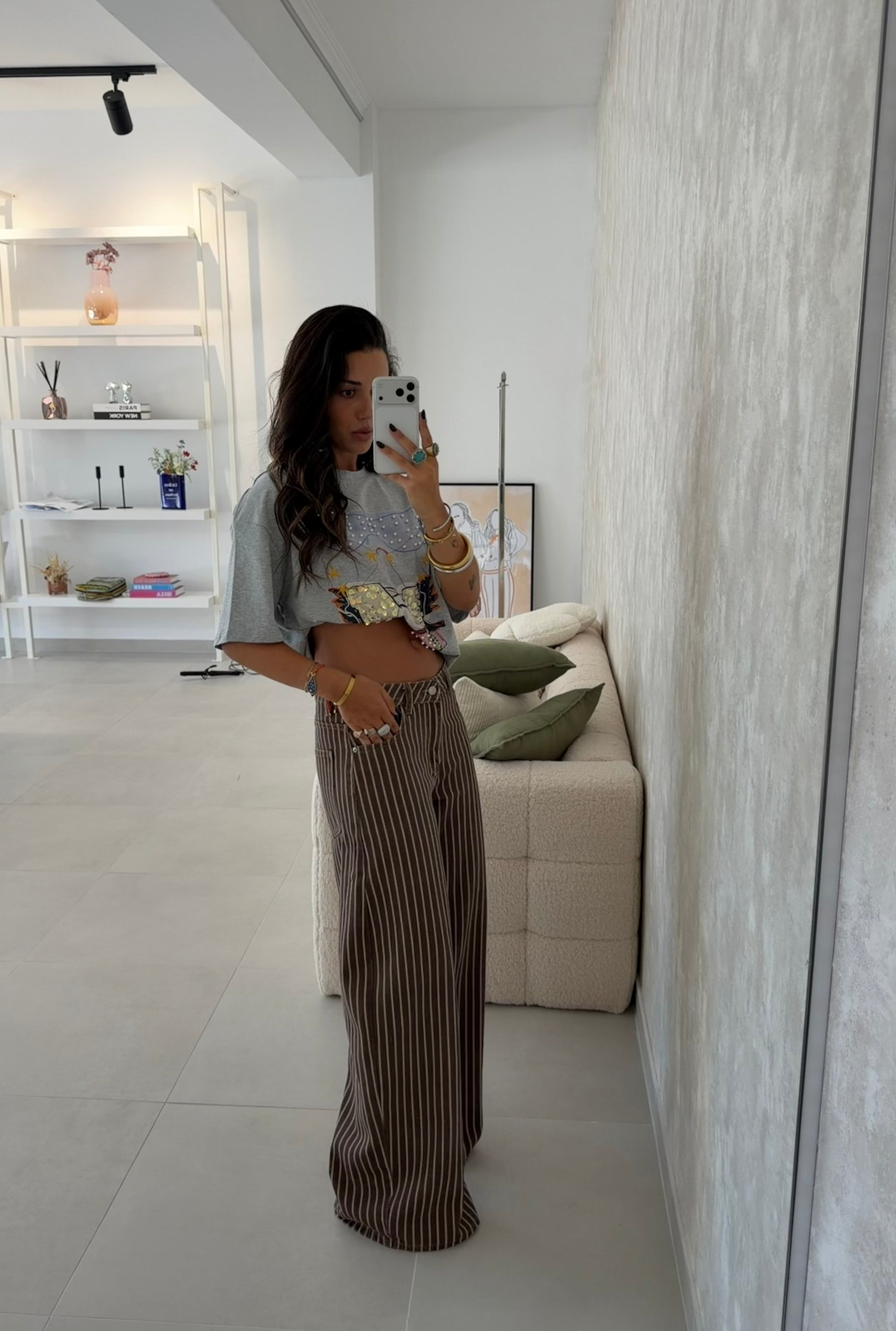 Brown Striped Jeans