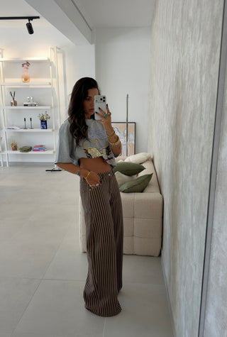 Brown Striped Jeans