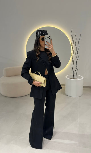 Black Classic Flared Pants Lumina