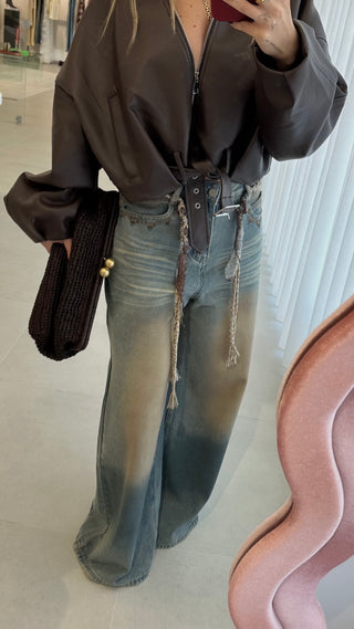 Wide Leg Jeans with Belt