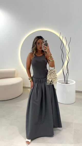 Vestido Combinado Cinzento