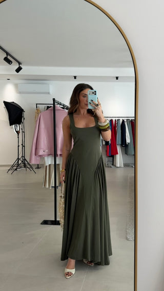 Militar Green Dress Lumina