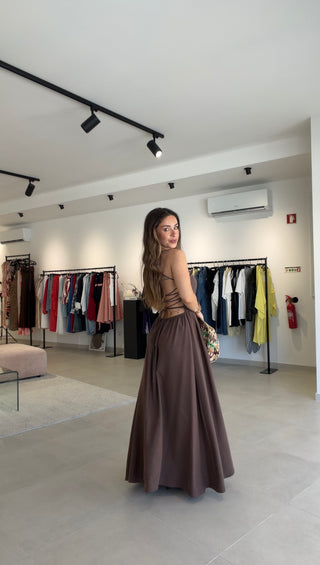 Linen Lumina Dress Brown