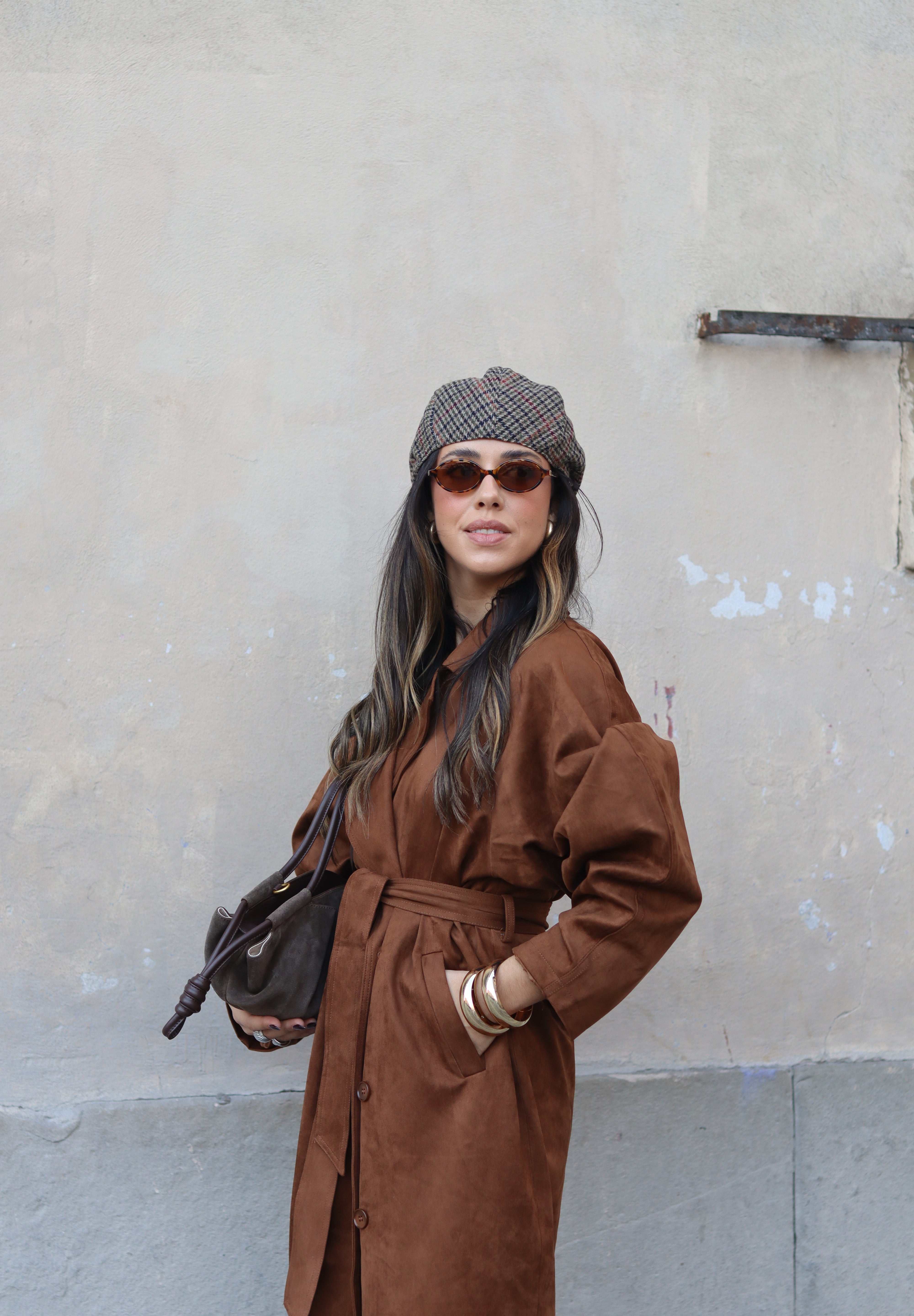 Suede Trench Balloon Sleeve