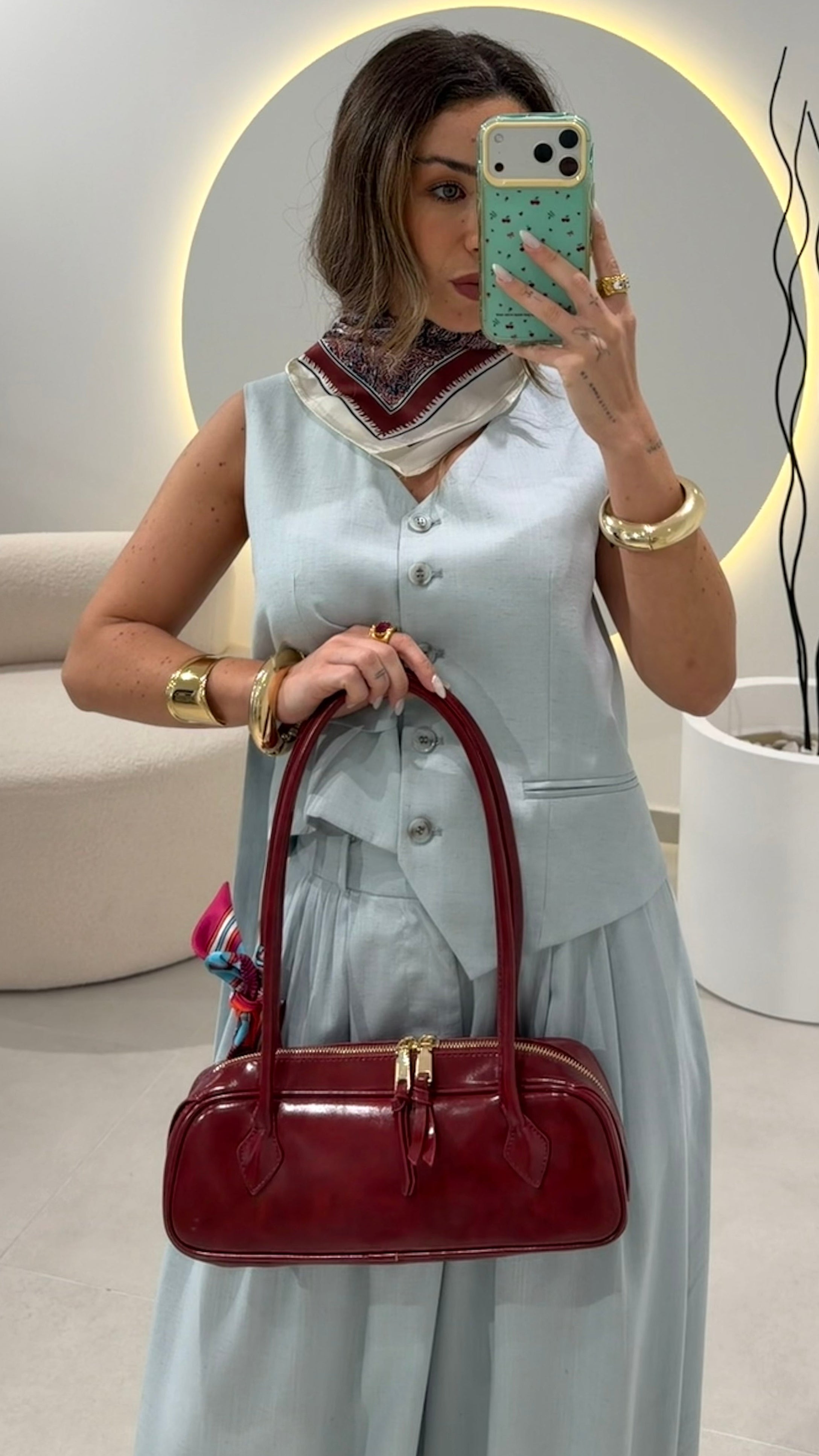 Bag with Scarf Bordeaux