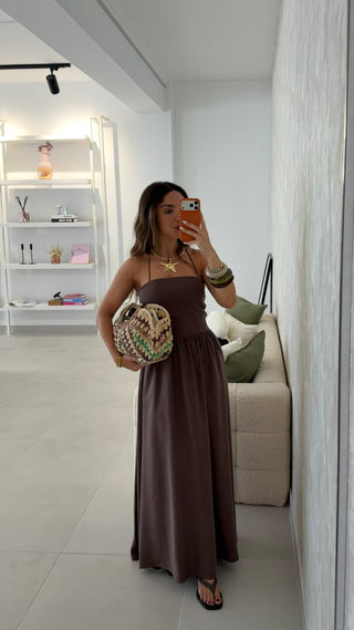 Linen Lumina Dress Brown