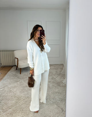 Conjunto Malha Cardigan Branco