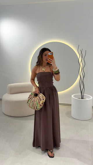 Linen Lumina Dress Brown