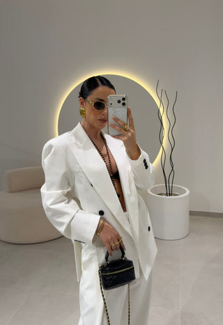 White Cut-Out Blazer Lumina