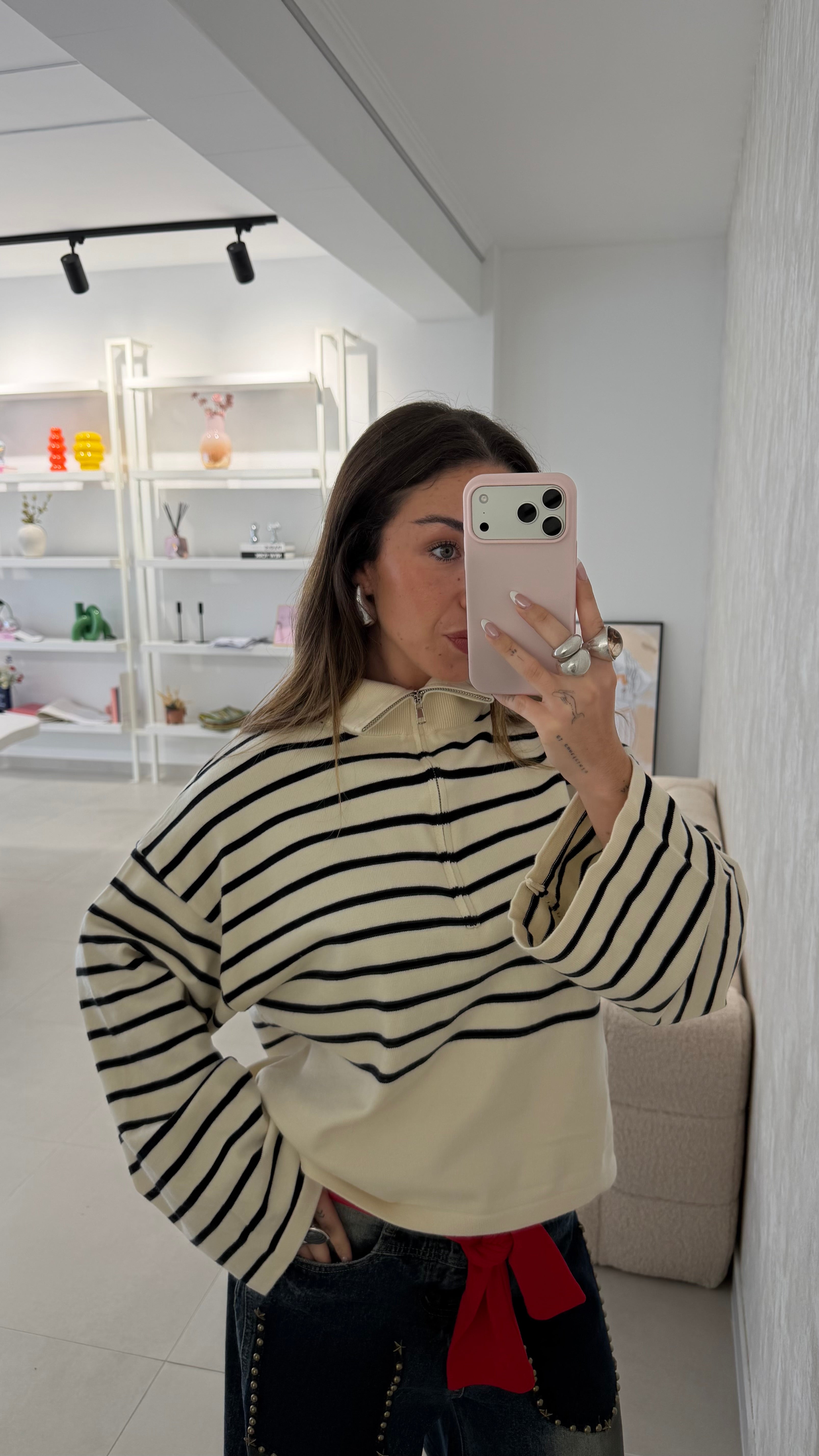 Striped Zip Sweater