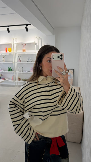 Striped Zip Sweater