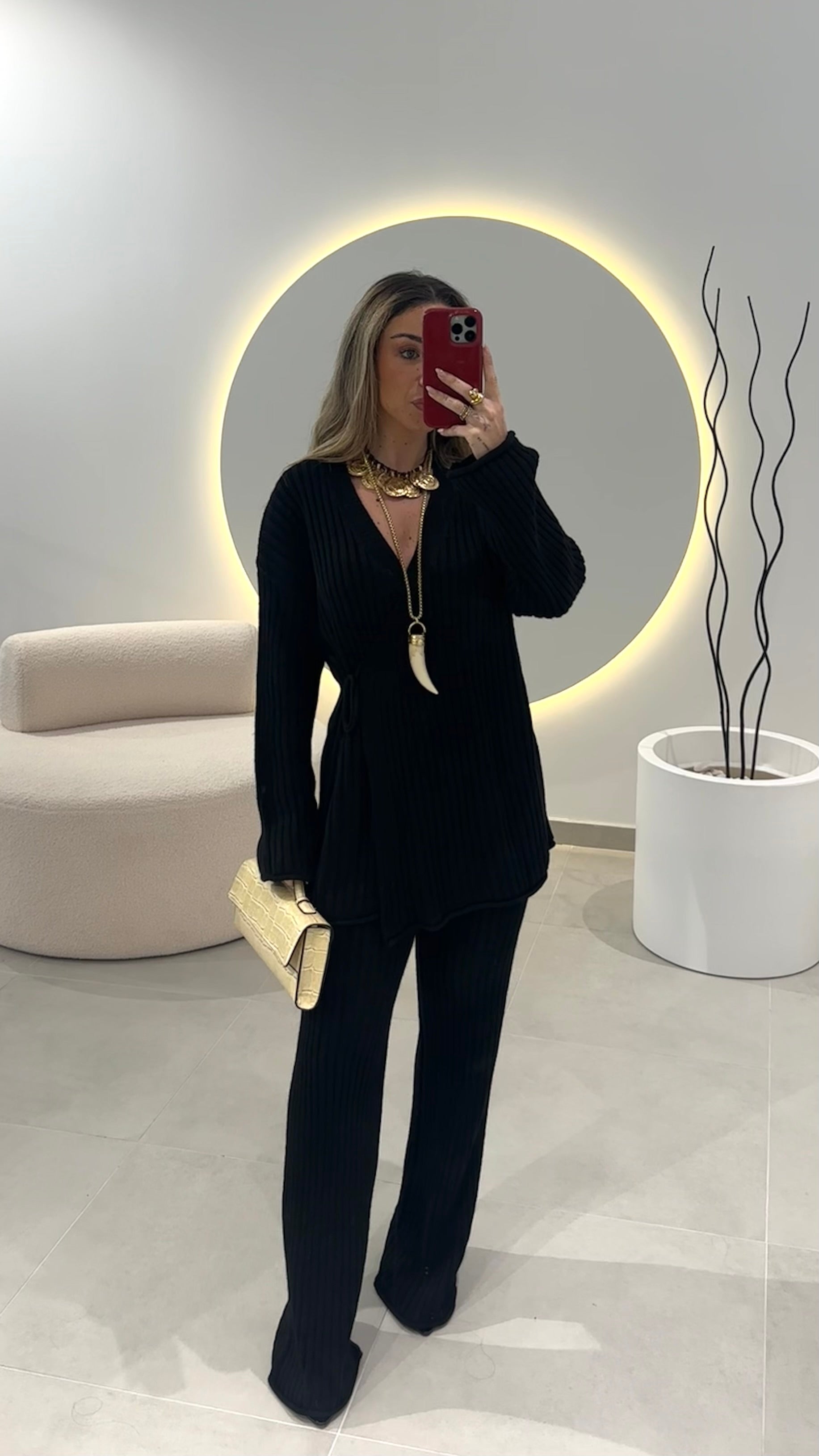 Black Cardigan and Trousers Set