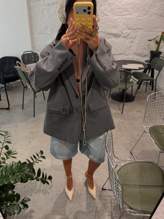 Grey Oversized Blazer Lumina