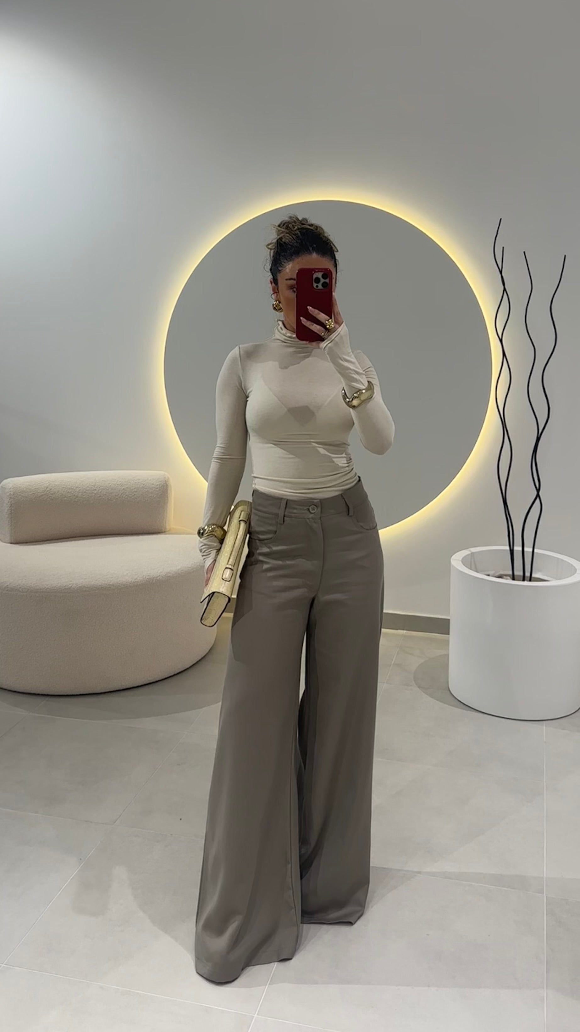 Grey Wide Leg Trousers