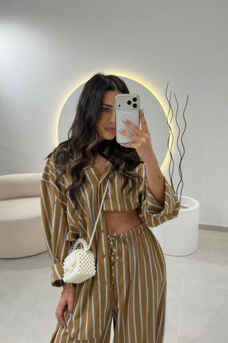 Camel and Blue Bombacha Set