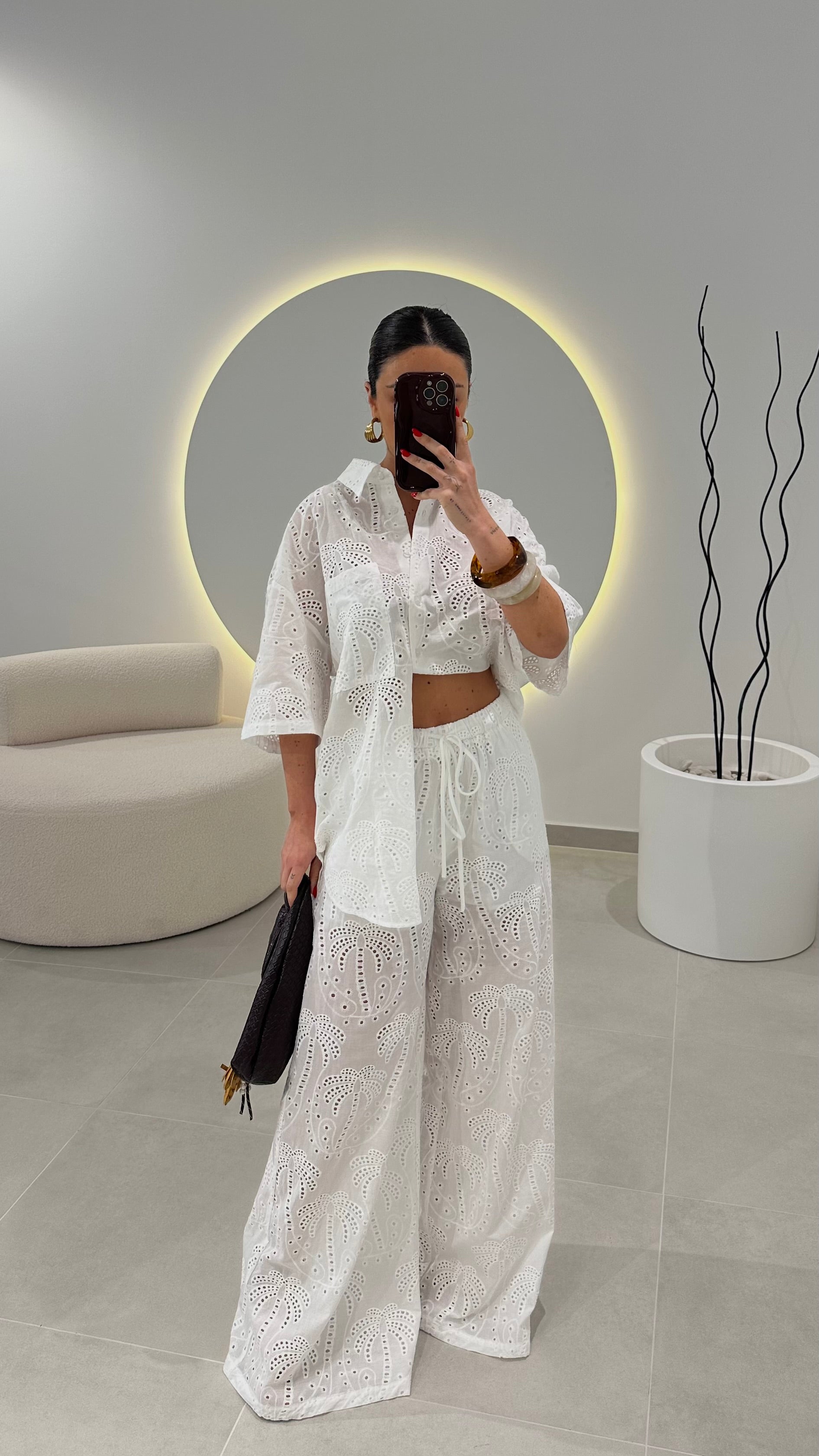 Calça Pantalona Bordado Inglês