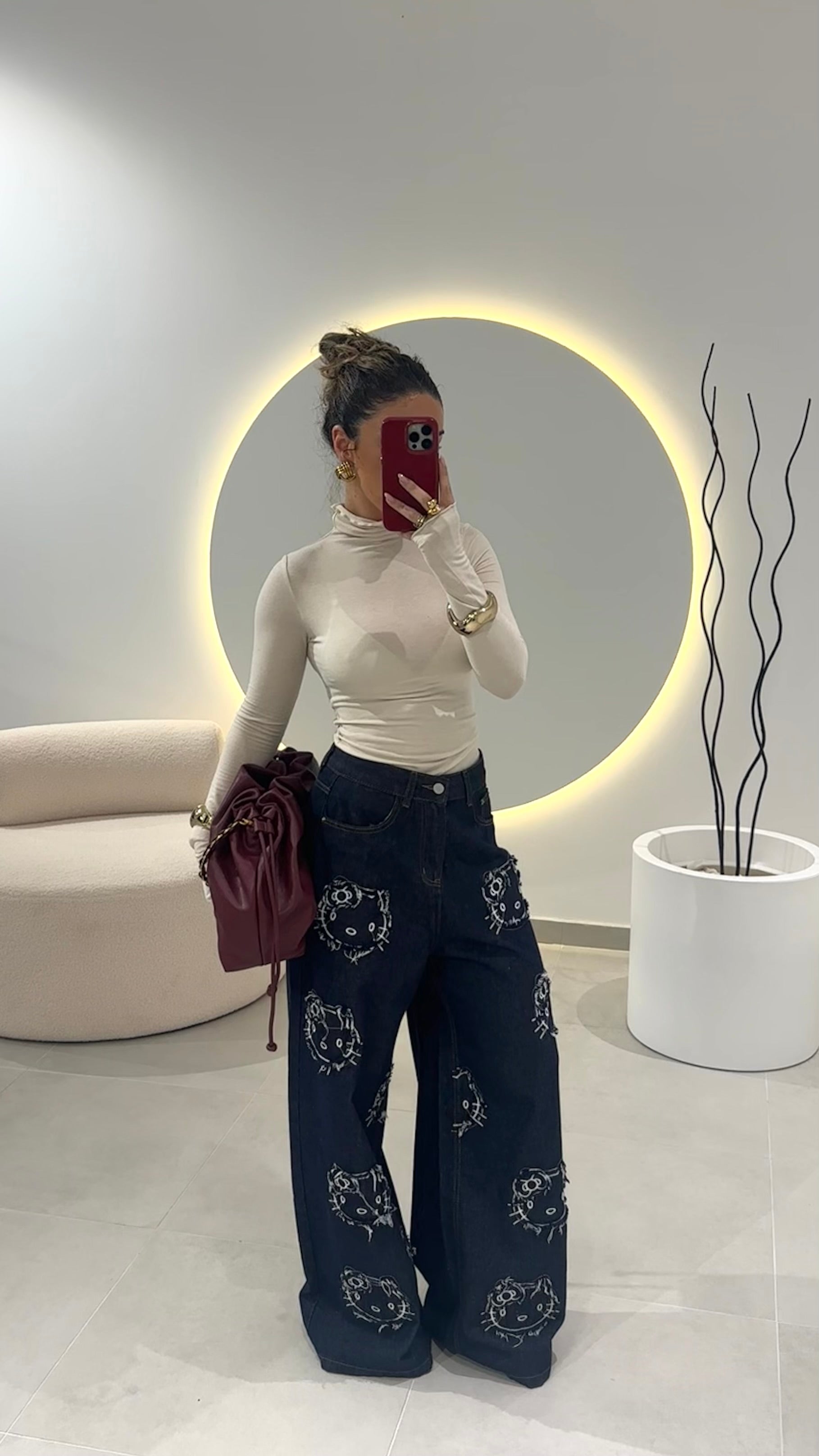 Hello Kitty Wide Leg Jeans