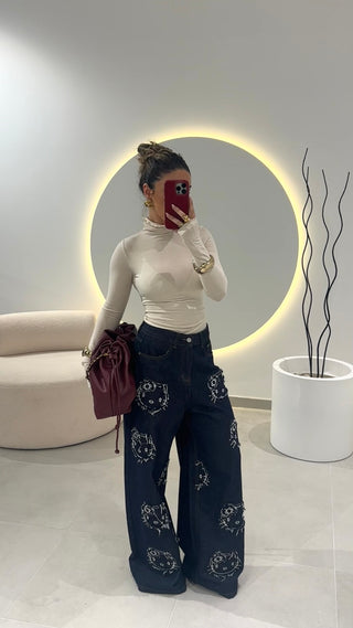 Hello Kitty Wide Leg Jeans