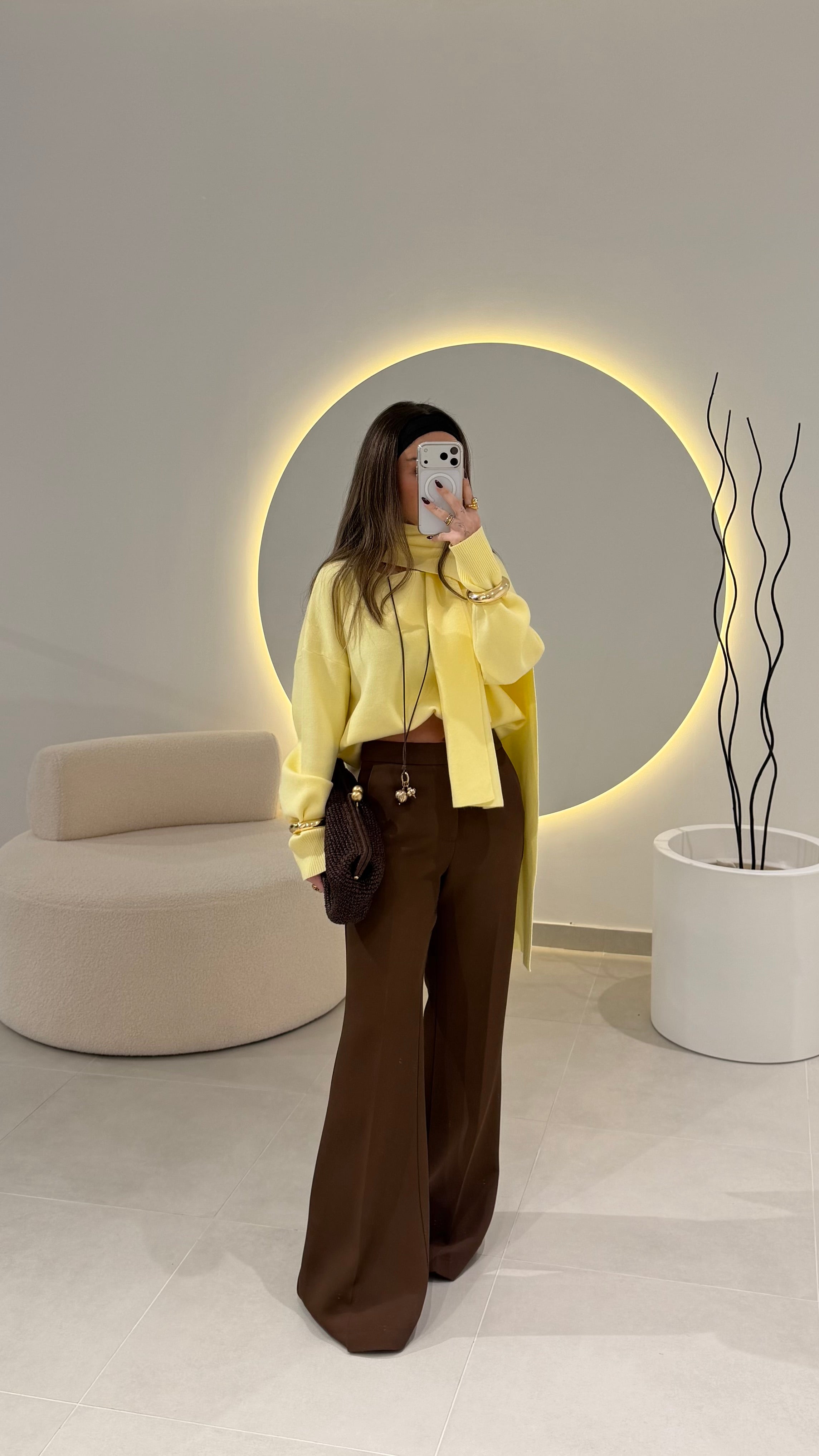 Brown Classic Flared Pants LUMINA