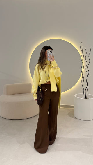 Brown Classic Flared Pants LUMINA