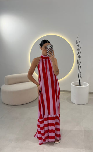 Maxi Pink and Red Dress