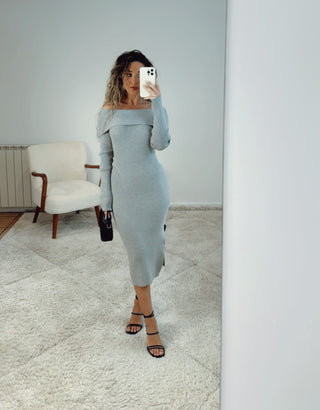 Vestido Malha Decote Bardot