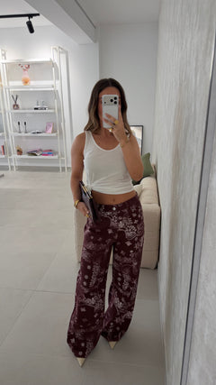 Burgundy Bandana Jeans