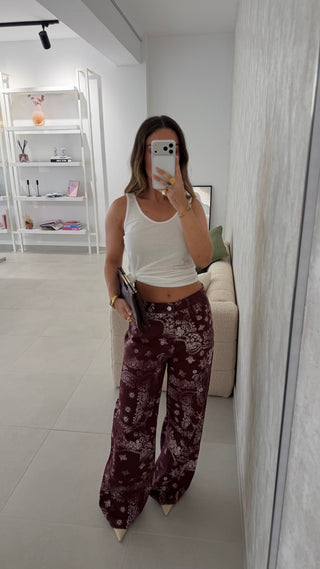 Burgundy Bandana Jeans